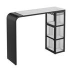 Nordic White Stone Sleek Bar Table with Glass Cabinet