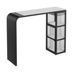 Nordic White Stone Sleek Bar Table with Glass Cabinet