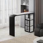 Nordic White Stone Sleek Bar Table with Glass Cabinet