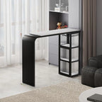 Nordic White Stone Sleek Bar Table with Glass Cabinet