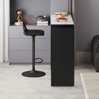 Nordic White Stone Sleek Bar Table with Glass Cabinet