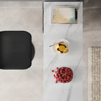 Nordic White Stone Sleek Bar Table with Glass Cabinet