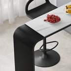 Nordic White Stone Sleek Bar Table with Glass Cabinet