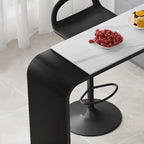 Nordic White Stone Sleek Bar Table with Glass Cabinet