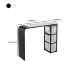 Nordic White Stone Sleek Bar Table with Glass Cabinet