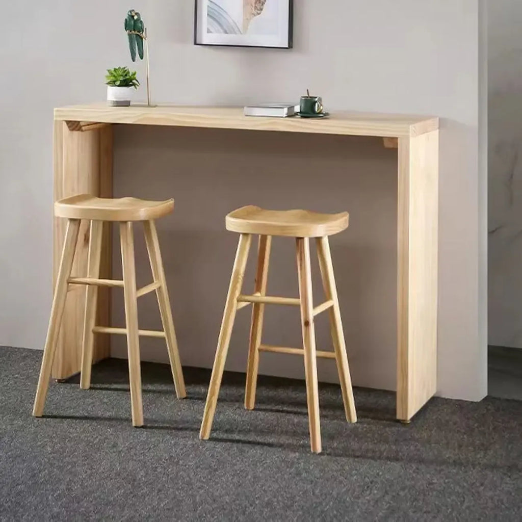 Simplistic Wooden Narrow Bar Table with 3-Pieces for Café and Home