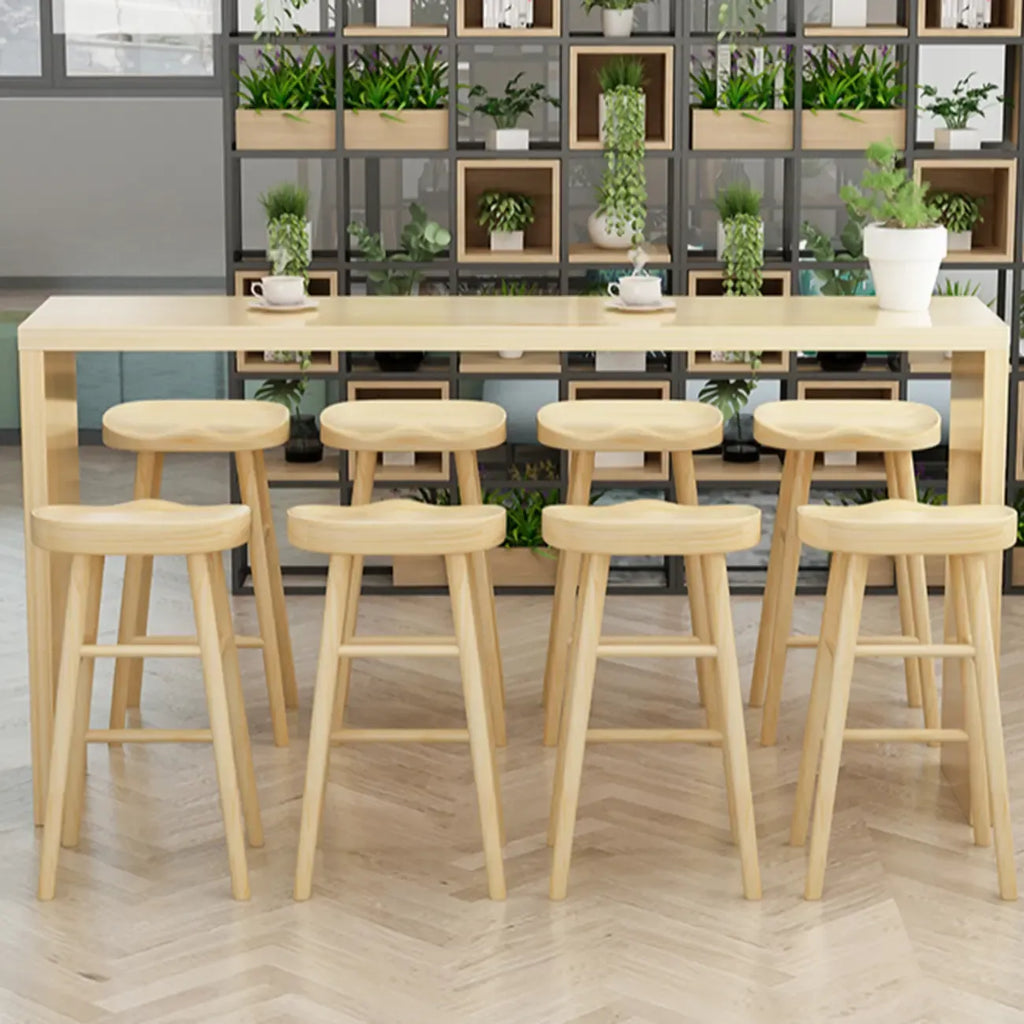Simplistic Wooden Narrow Bar Table with 3-Pieces for Café and Home