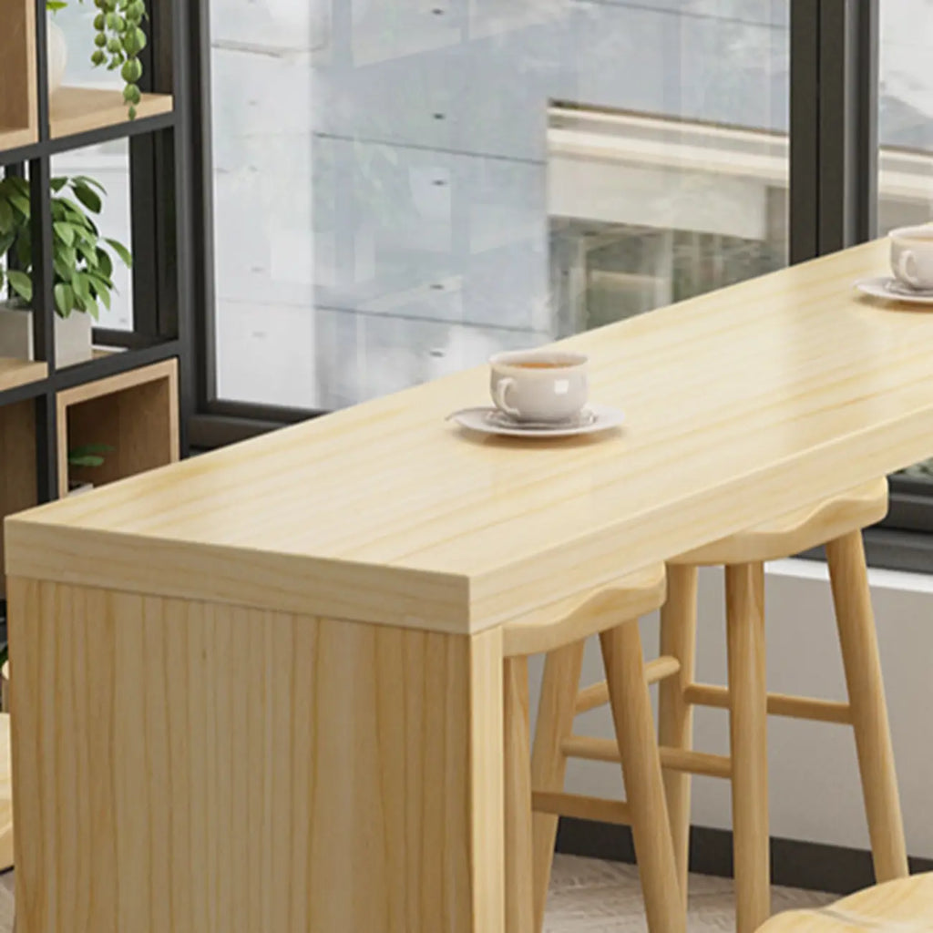 Simplistic Wooden Narrow Bar Table with 3-Pieces for Café and Home