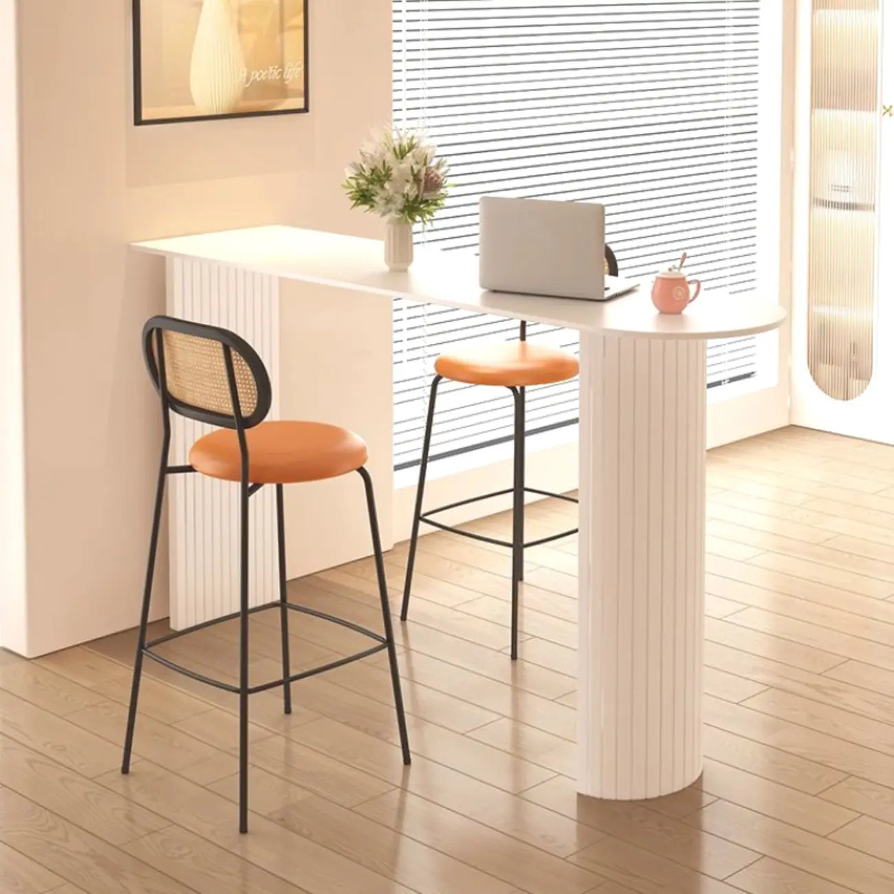 Modern Simple Bar Table with Stone Top in Beige for Home