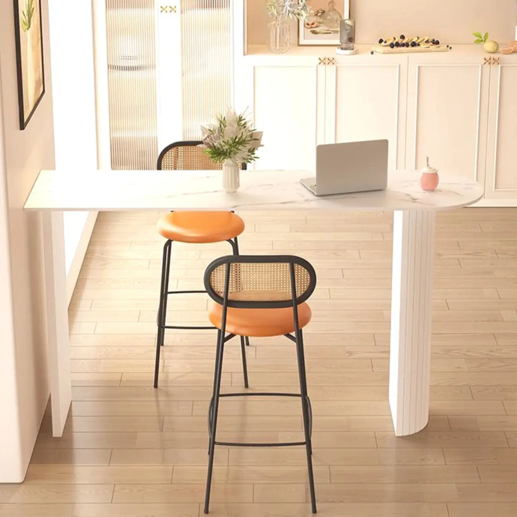 Modern Simple Bar Table with Stone Top in Beige for Home