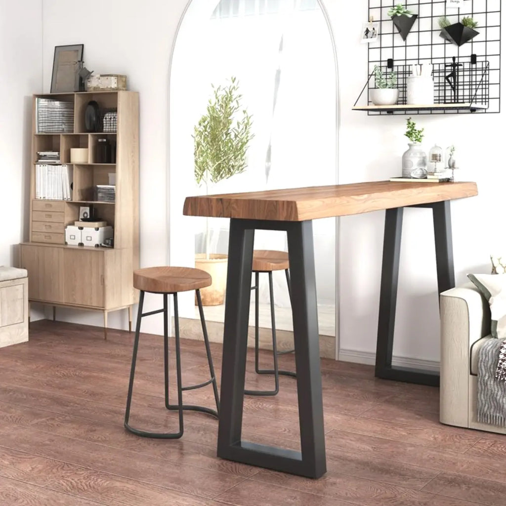 Rustic Wood Bar Table with Double Pedestal for Home Gatherings