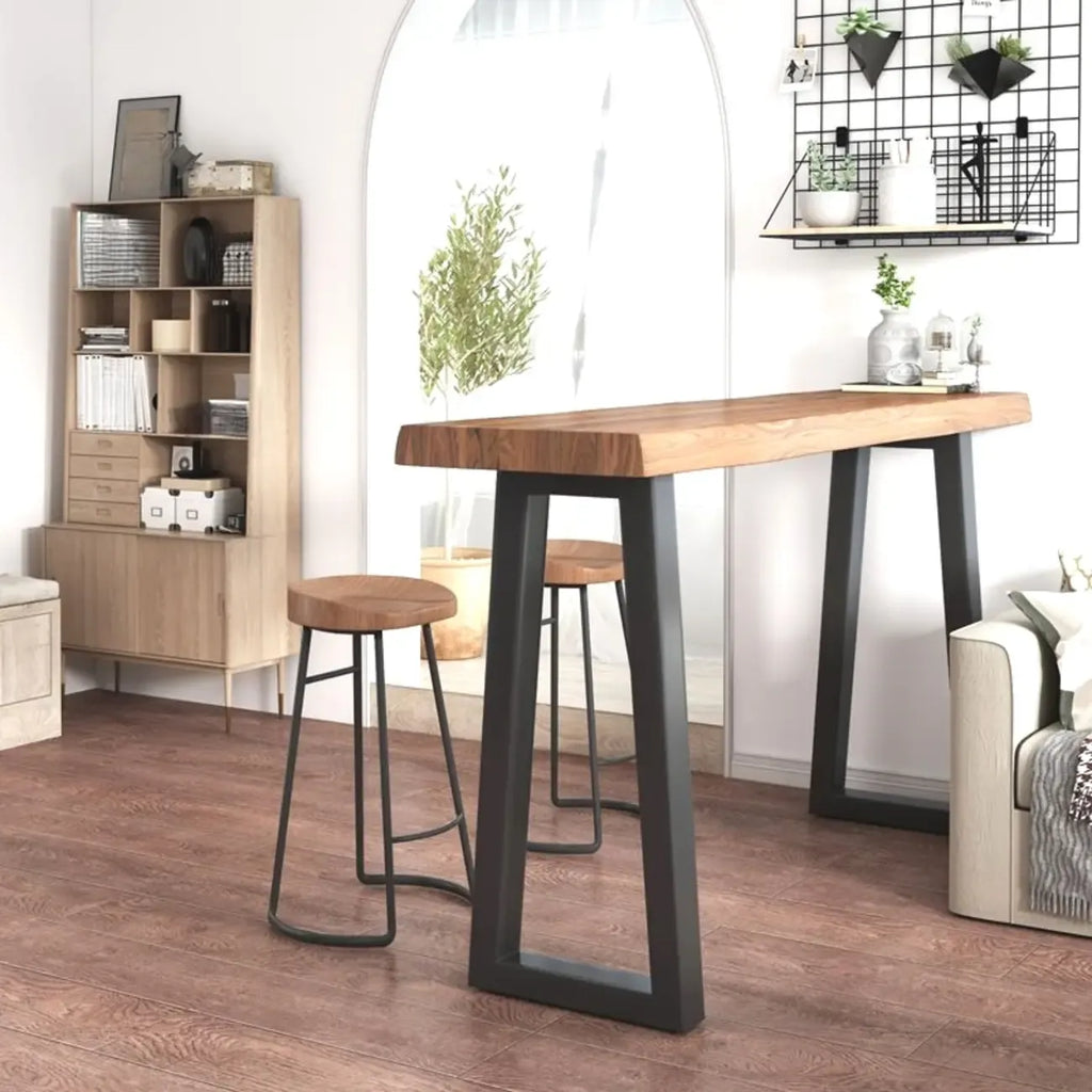 Rustic Wood Bar Table with Double Pedestal for Home Gatherings