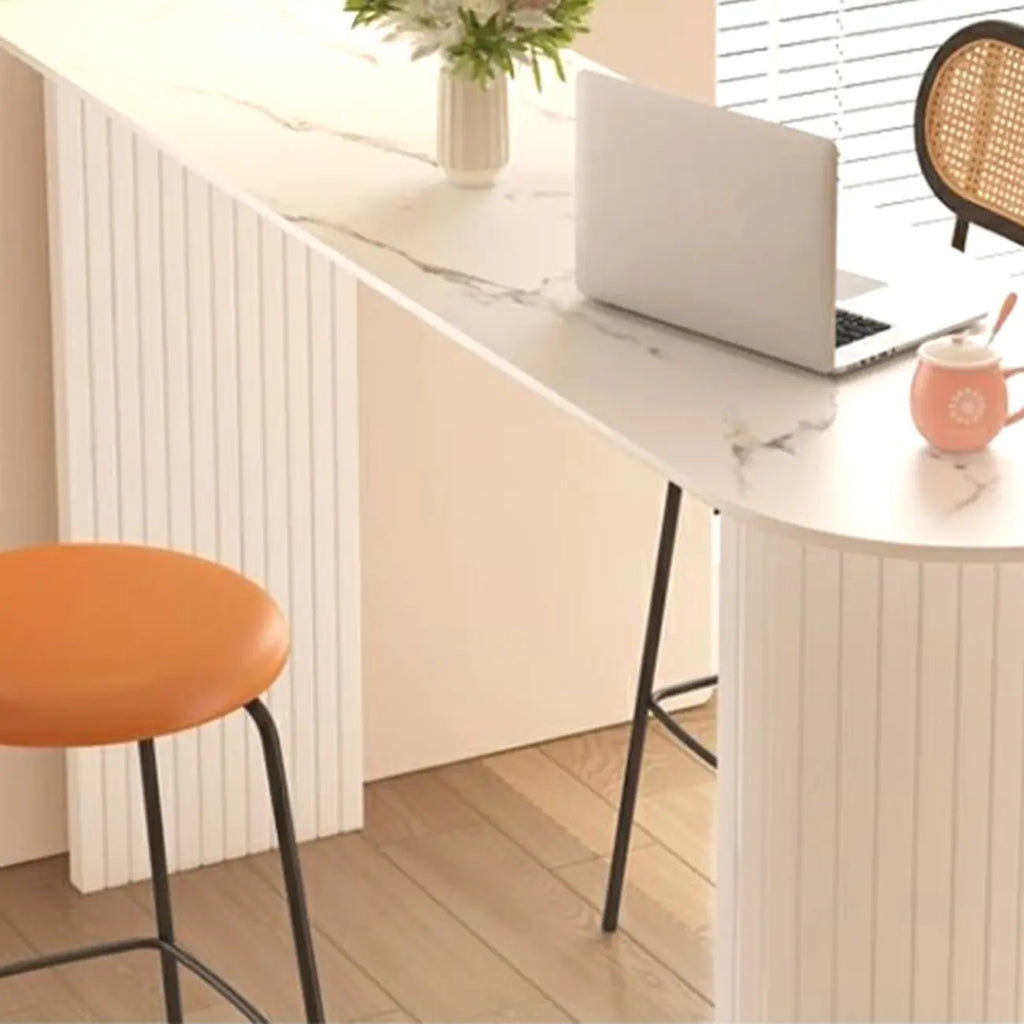 Modern Simple Bar Table with Stone Top in Beige for Home