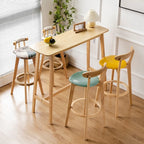 Nordic Wooden Rectangle Bar Table with Footresst for Living Room