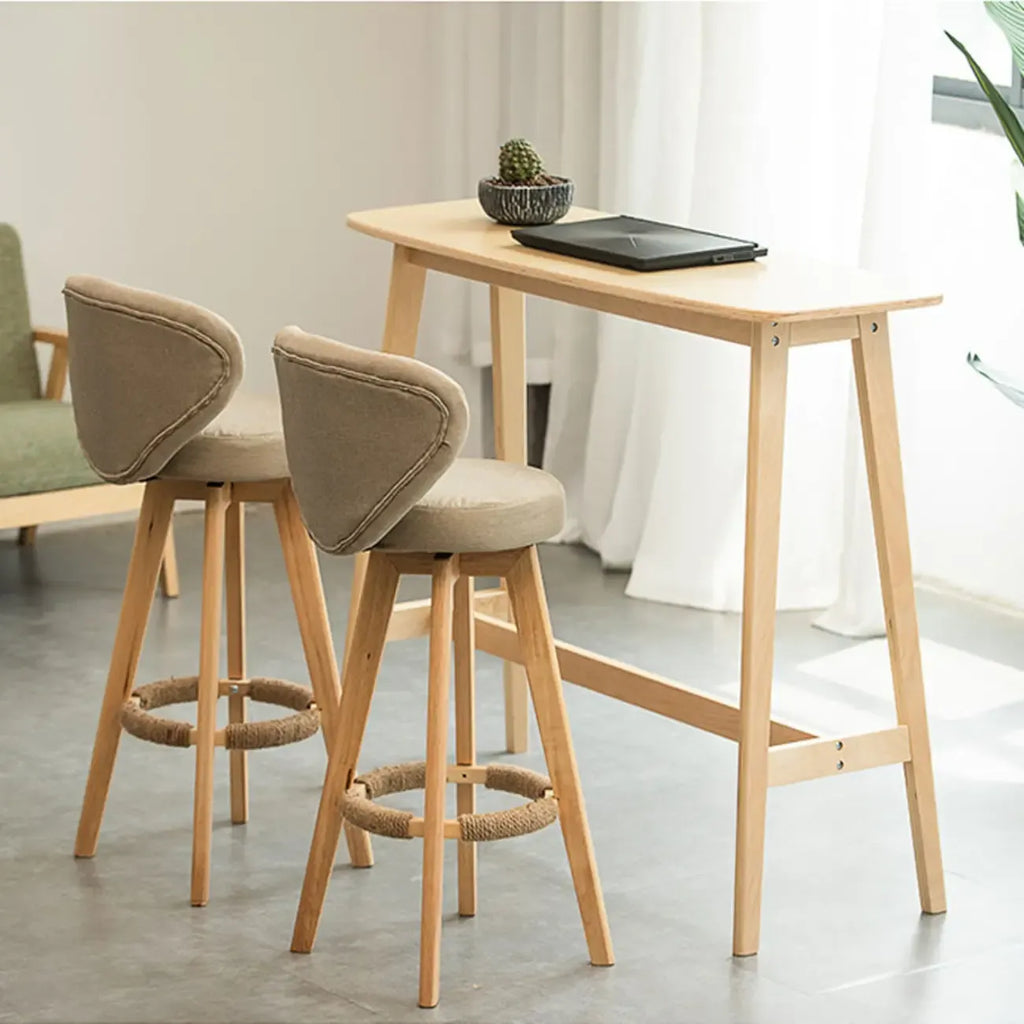 Nordic Wooden Rectangle Bar Table with Footresst for Living Room
