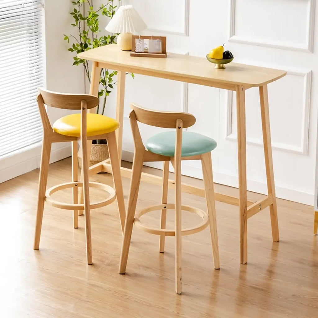 Nordic Wooden Rectangle Bar Table with Footresst for Living Room