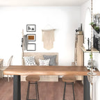 Rustic Wood Bar Table with Double Pedestal for Home Gatherings