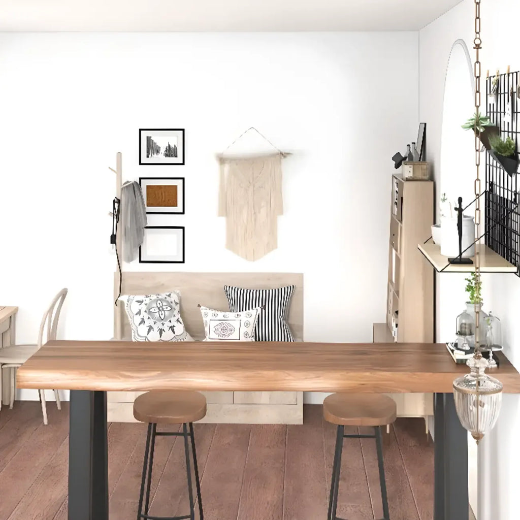 Rustic Wood Bar Table with Double Pedestal for Home Gatherings