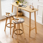 Nordic Wooden Rectangle Bar Table with Footresst for Living Room