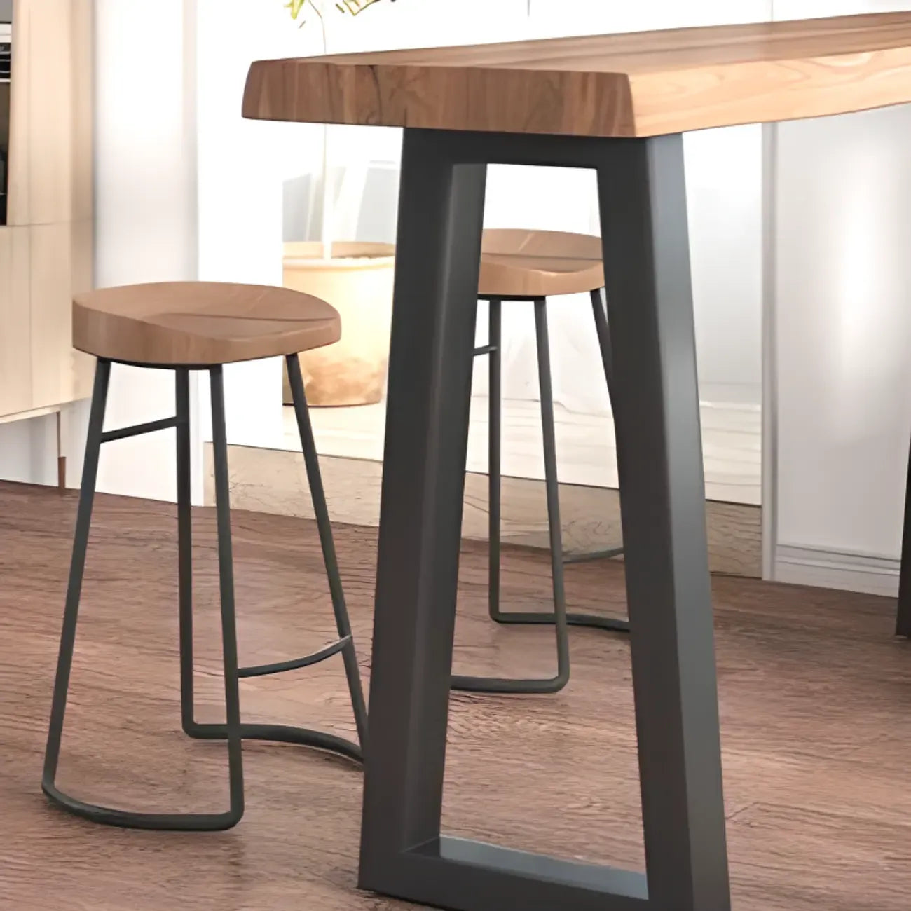 Rustic Wood Bar Table with Double Pedestal for Home Gatherings