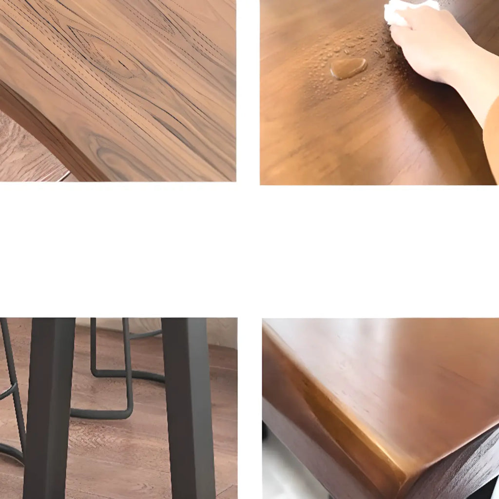 Rustic Wood Bar Table with Double Pedestal for Home Gatherings