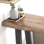 Rustic Wood Bar Table with Double Pedestal for Home Gatherings