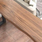 Rustic Wood Bar Table with Double Pedestal for Home Gatherings