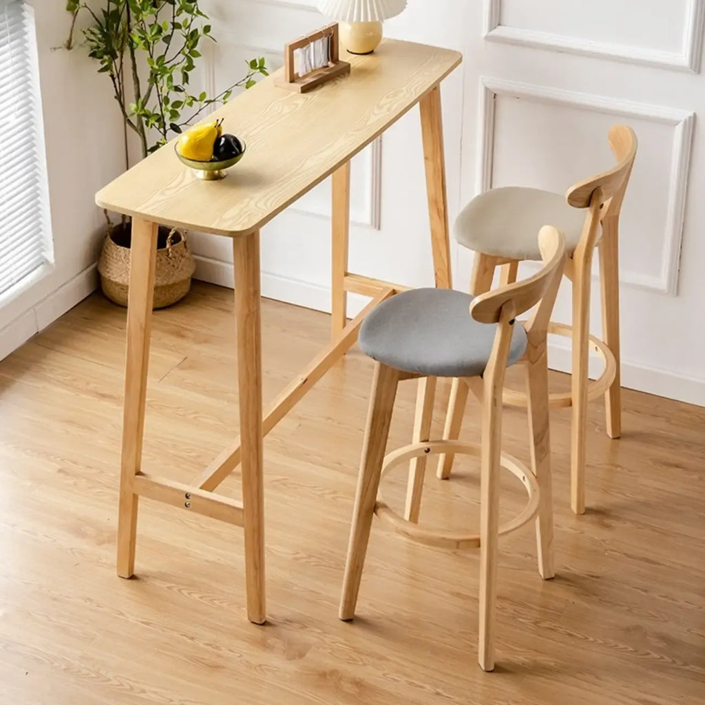 Nordic Wooden Rectangle Bar Table with Footresst for Living Room