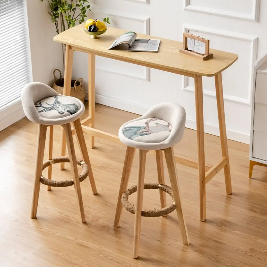 Nordic Wooden Rectangle Bar Table with Footresst for Living Room