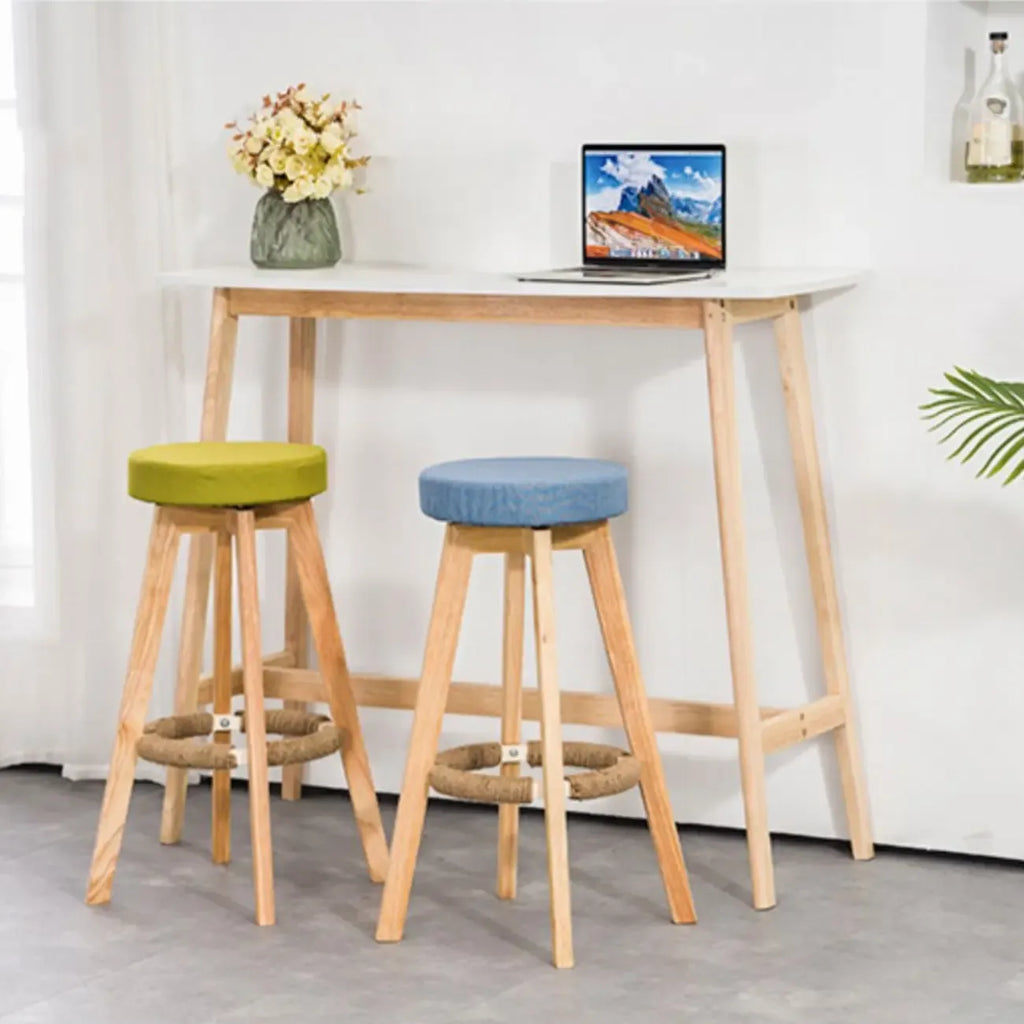 Nordic Wooden Rectangle Bar Table with Footresst for Living Room