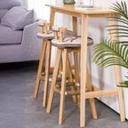 Nordic Wooden Rectangle Bar Table with Footresst for Living Room