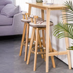 Nordic Wooden Rectangle Bar Table with Footresst for Living Room