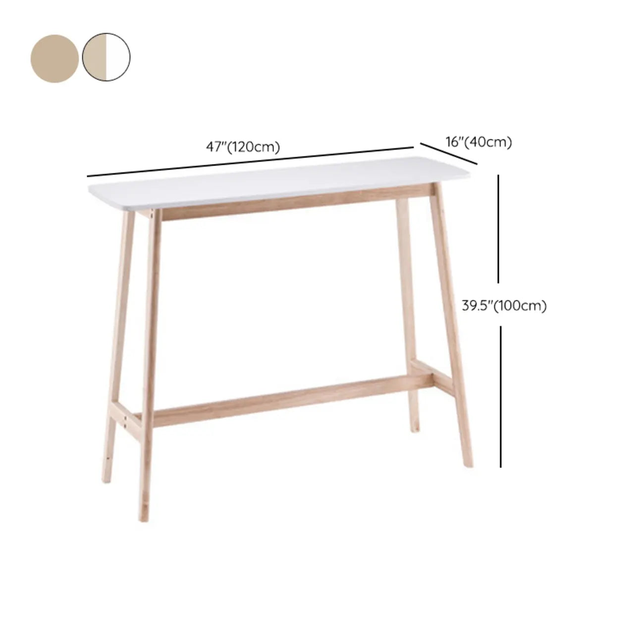 Nordic Wooden Rectangle Bar Table with Footresst for Living Room