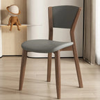 Simple Wooden Open Back Faux Leather Upholstered Dining Chair