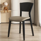 Simple Wooden Open Back Faux Leather Upholstered Dining Chair