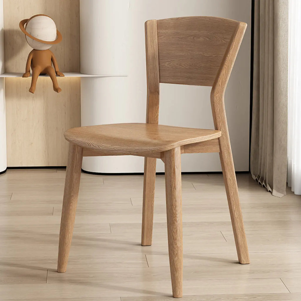 Simple Wooden Open Back Faux Leather Upholstered Dining Chair