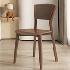 Simple Wooden Open Back Faux Leather Upholstered Dining Chair