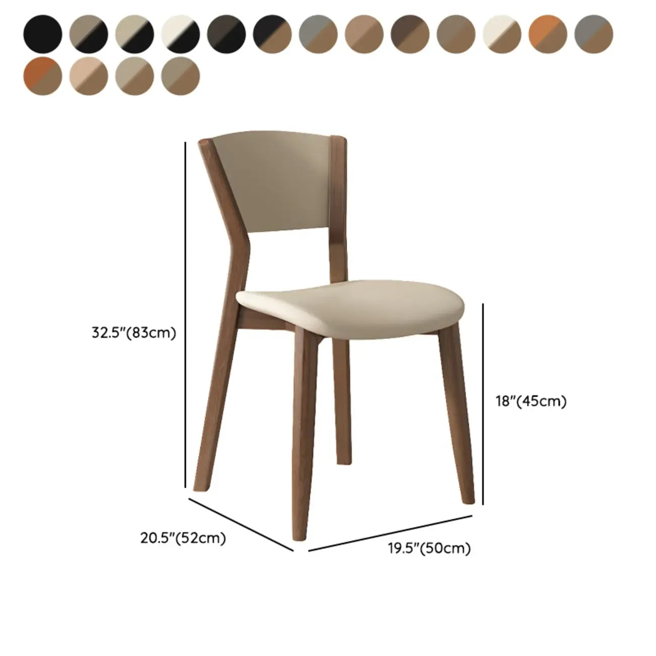 Simple Wooden Open Back Faux Leather Upholstered Dining Chair