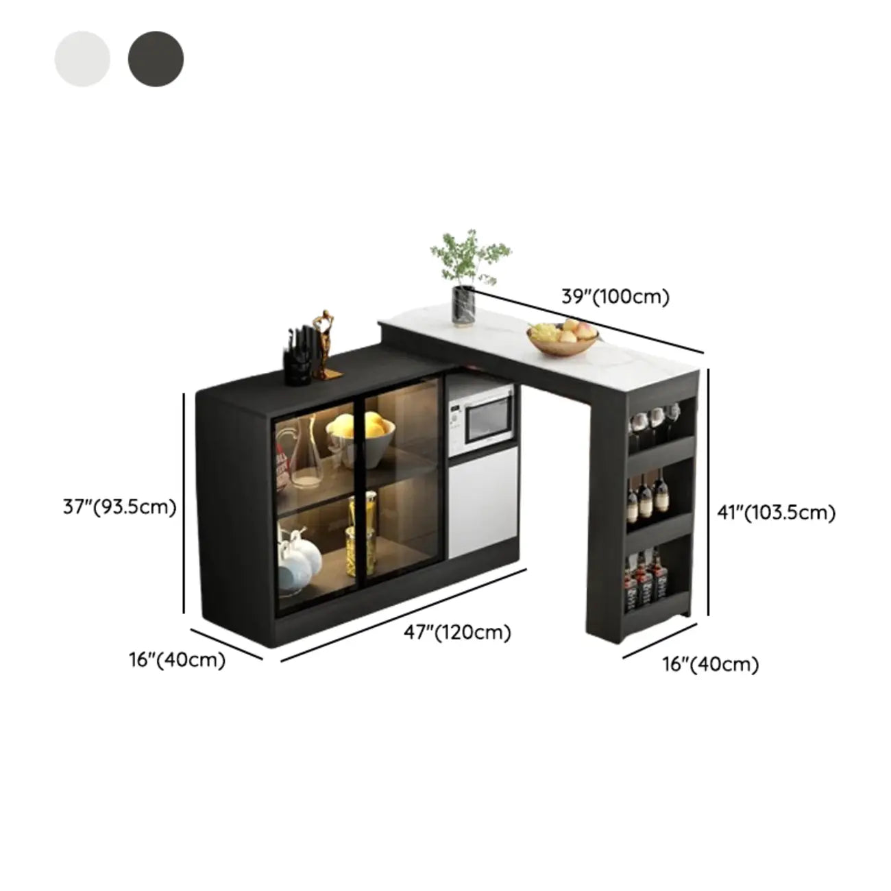 Modern Brown Counter Bar Table with Wine Cabinet Storage for Living Room