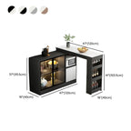 Modern Brown Counter Bar Table with Wine Cabinet Storage for Living Room