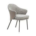 Modern Upholstered Dining Chair with Curved Back and Armrests