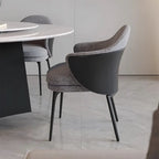 Modern Upholstered Dining Chair with Curved Back and Armrests