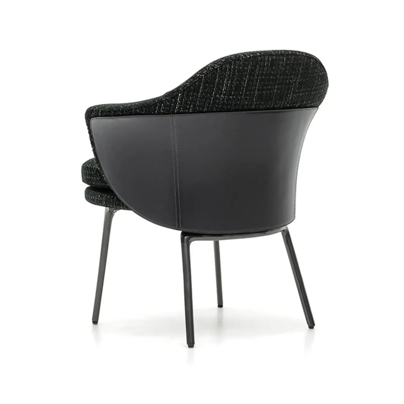 Modern Upholstered Dining Chair with Curved Back and Armrests