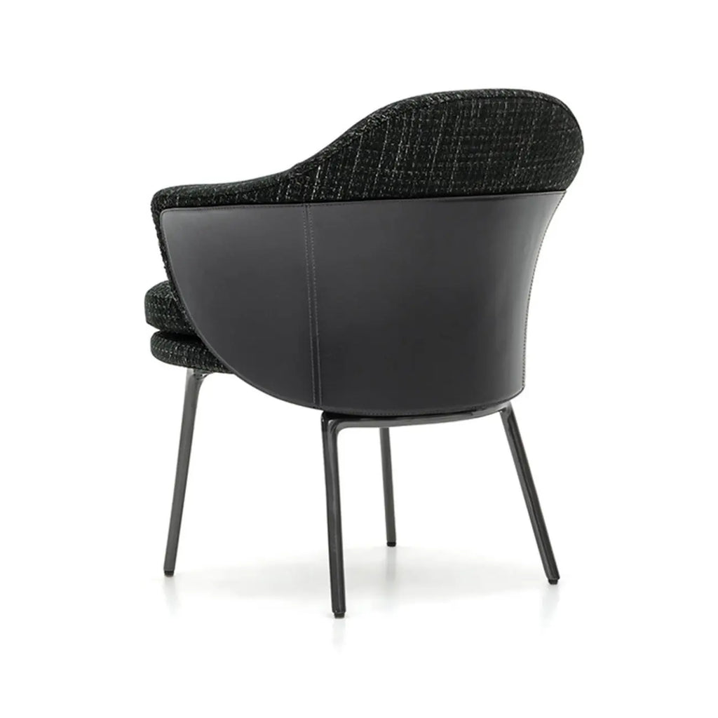 Modern Upholstered Dining Chair with Curved Back and Armrests