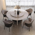 Modern Upholstered Dining Chair with Curved Back and Armrests