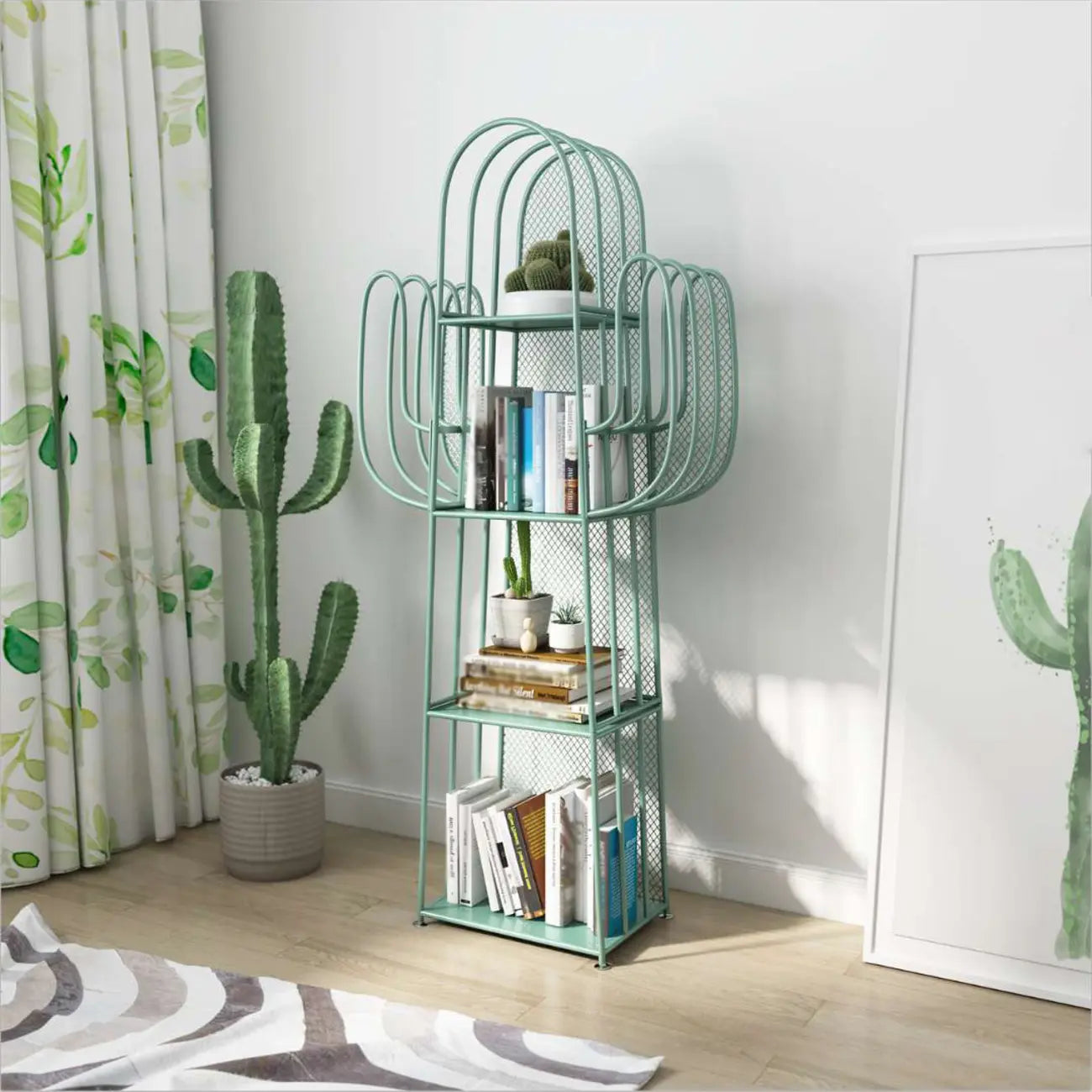 59 Modern Metal Cactus Shape Bookcase for Home Decor