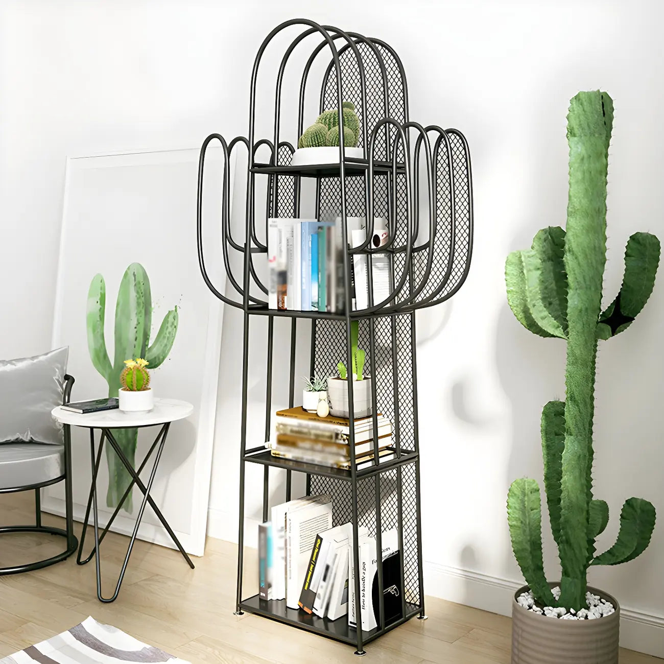 59 Modern Metal Cactus Shape Bookcase for Home Decor