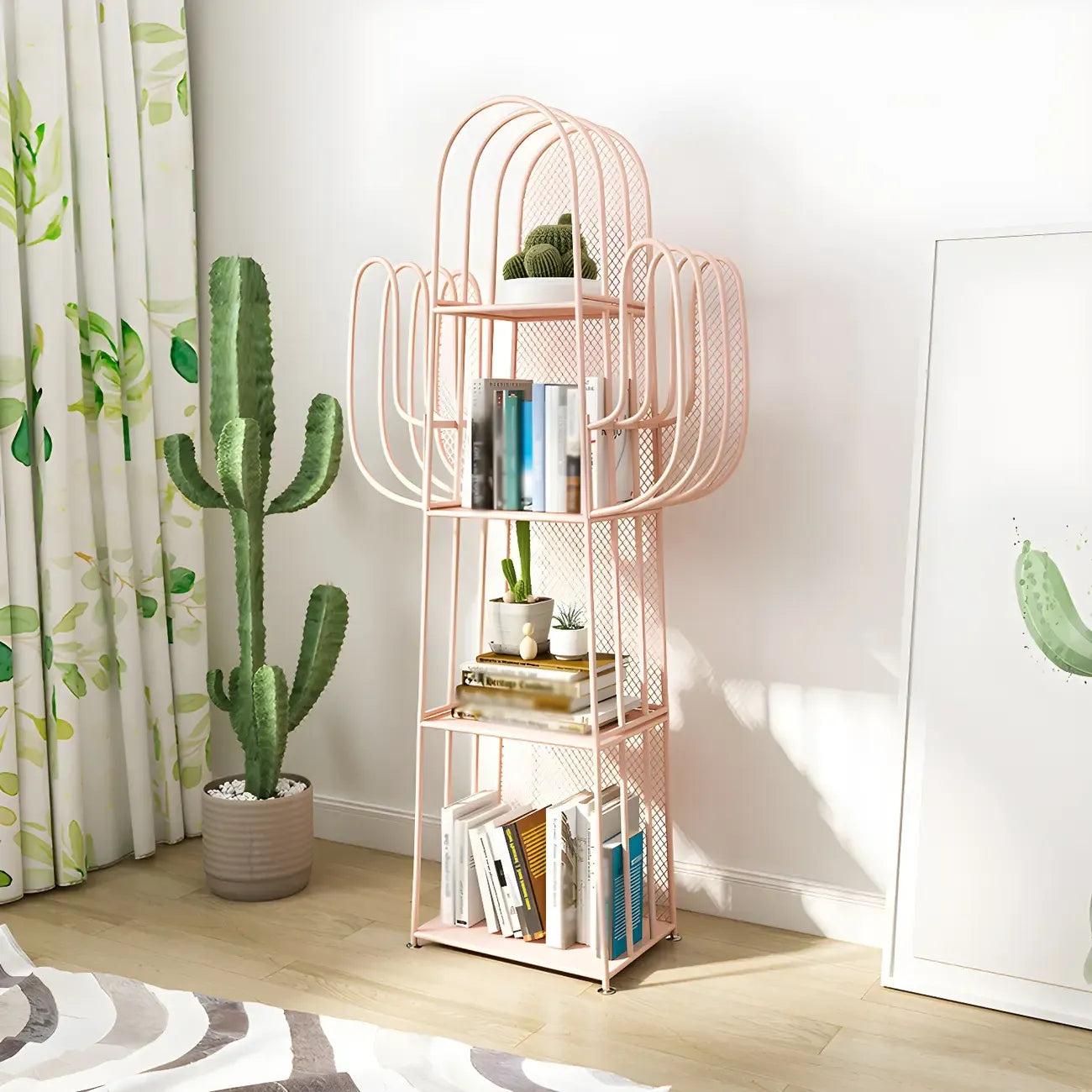 59 Modern Metal Cactus Shape Bookcase for Home Decor