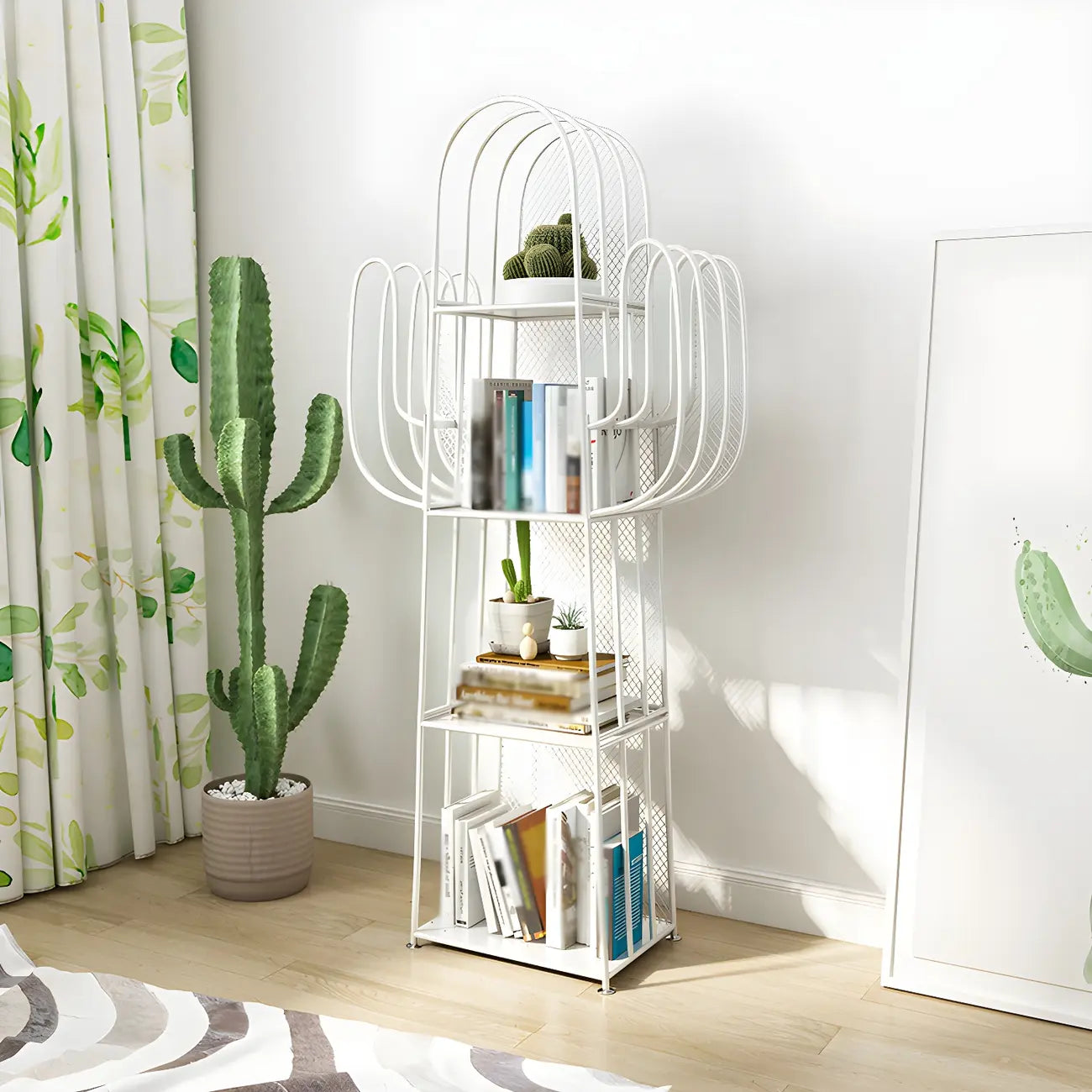 59 Modern Metal Cactus Shape Bookcase for Home Decor