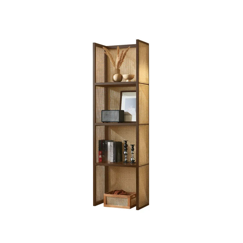 71 3-Tier Modern Wooden Mesh Bookcase with Storage